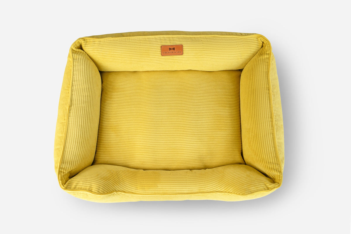 Chester & Lee | Fancy Corduroy Sleeper Dog Bed Sunny Yellow