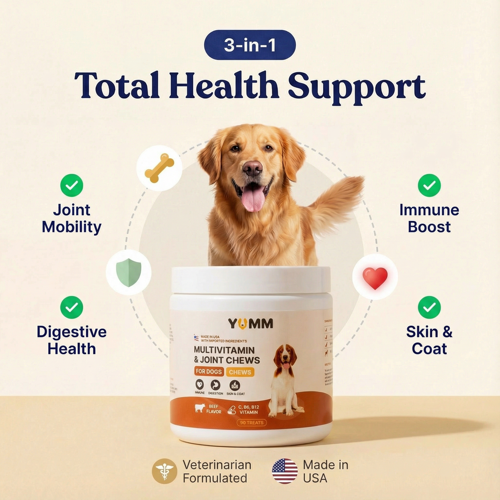 Dog Joint & Multivitamin Chews — Glucosamine, MSM + Daily Vitamins (90 Soft Chews)